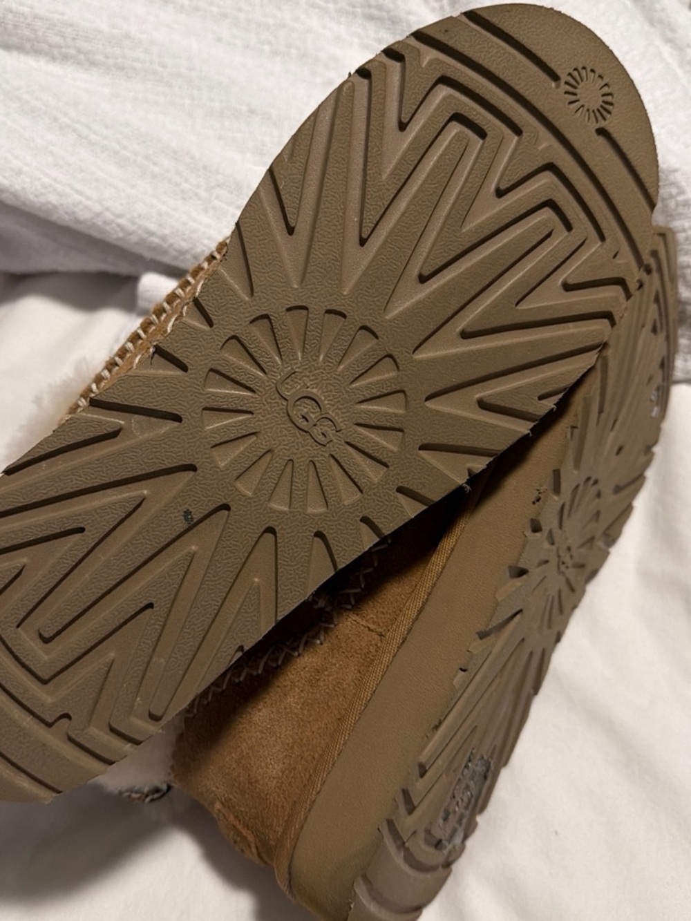 UGG Chestnut Suede Faux-Fur Cuff Slip-On Slippers - Picture 4 of 4
